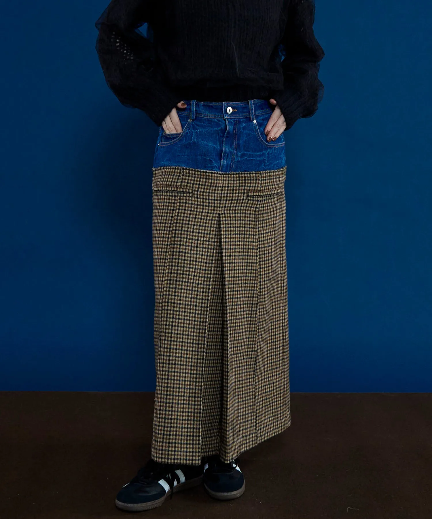 Tweed Layered Box Pleated Skirt