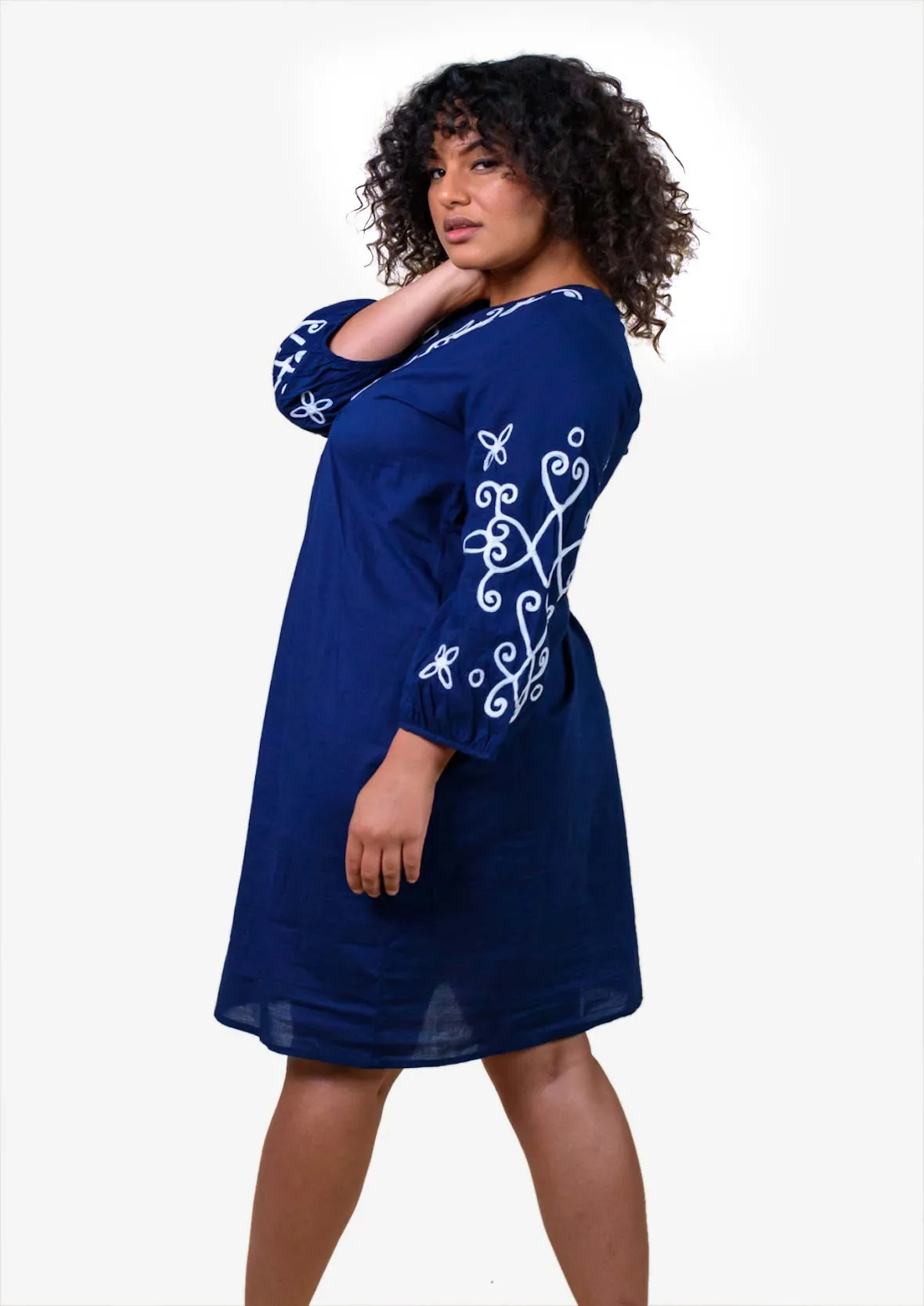 V-Neck Embroidered Dress