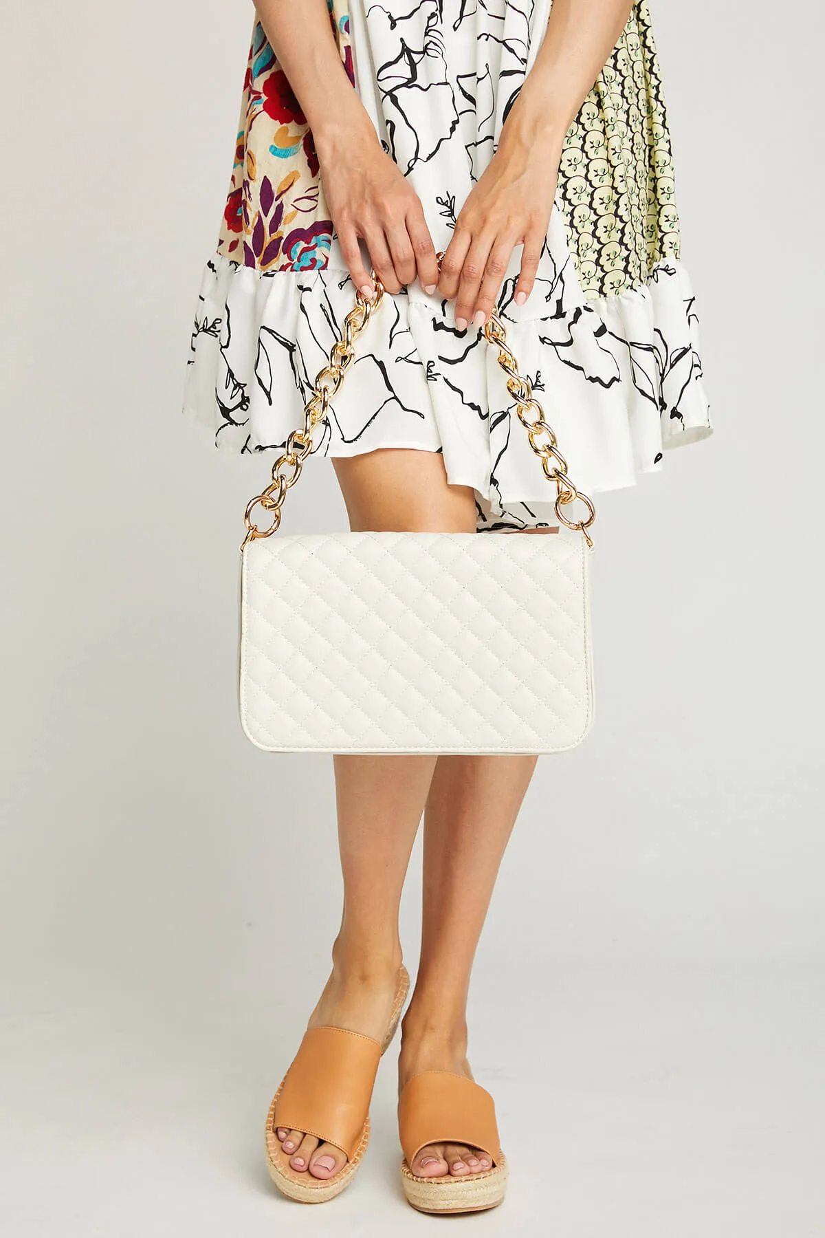 Vegan Quilted Flap Clutch