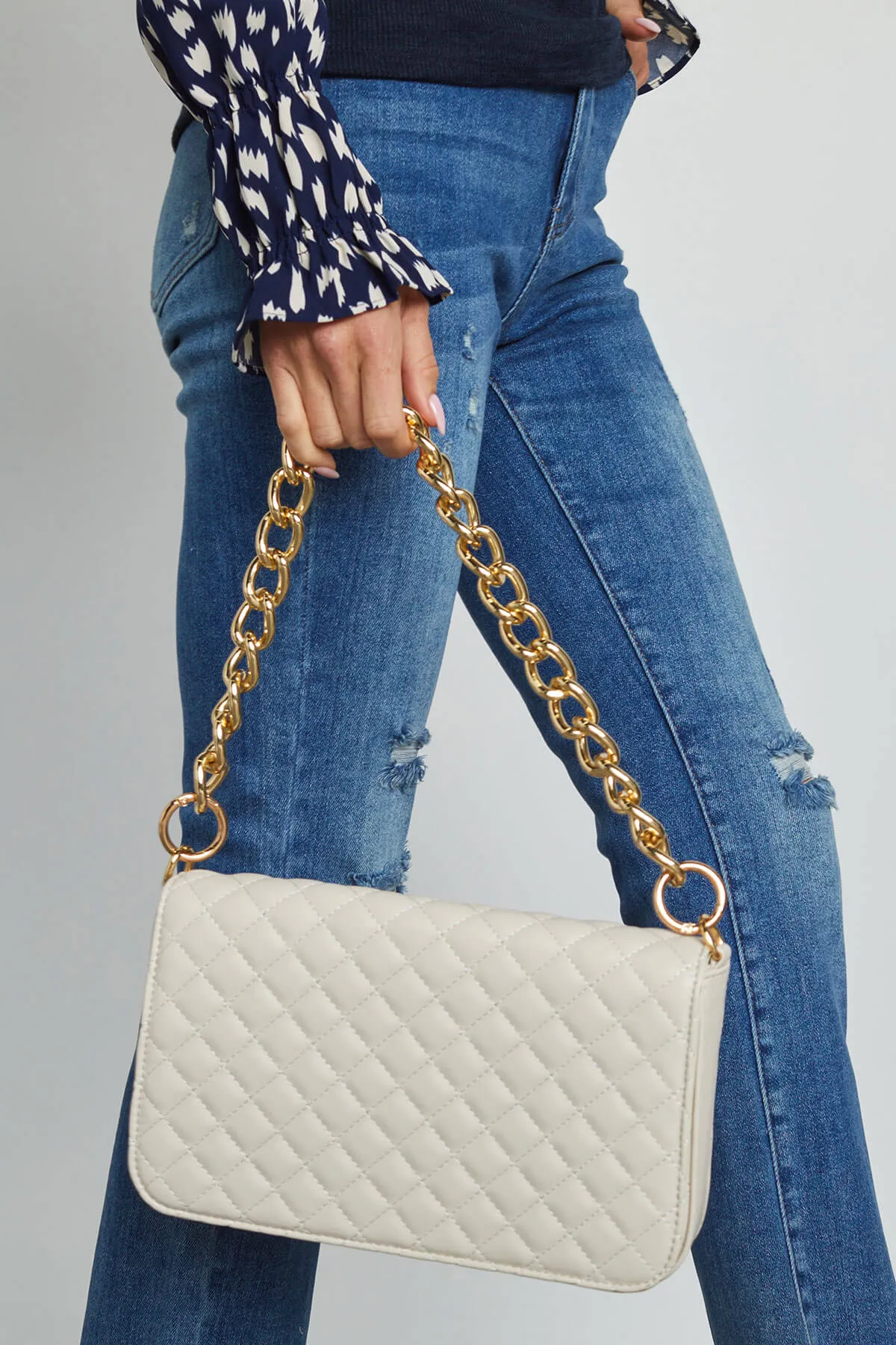 Vegan Quilted Flap Clutch