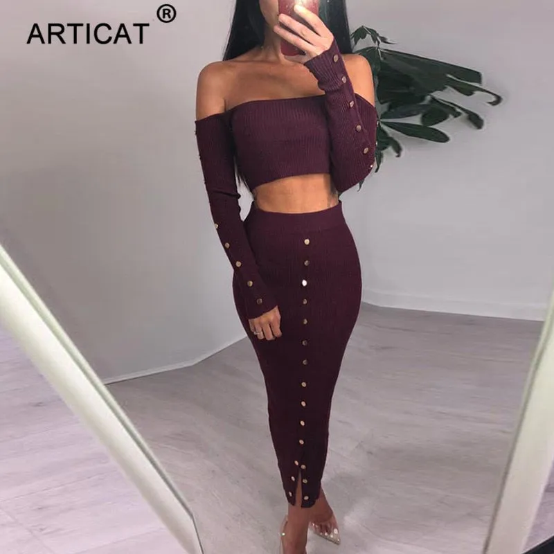 VenusFox Off Shoulder Long Sleeve Sexy Bodycon Dress