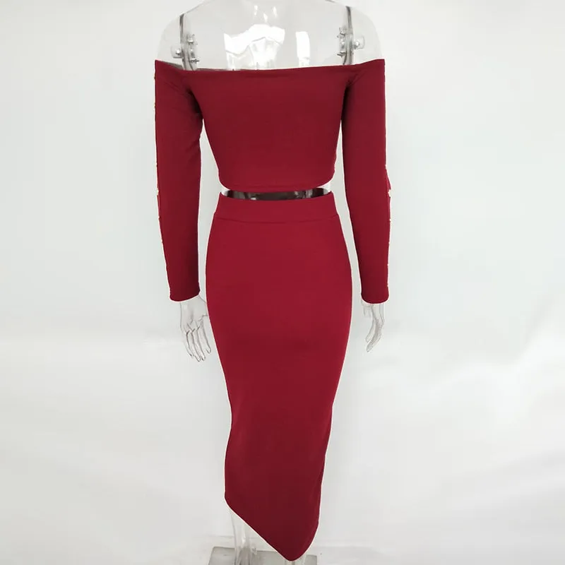 VenusFox Off Shoulder Long Sleeve Sexy Bodycon Dress