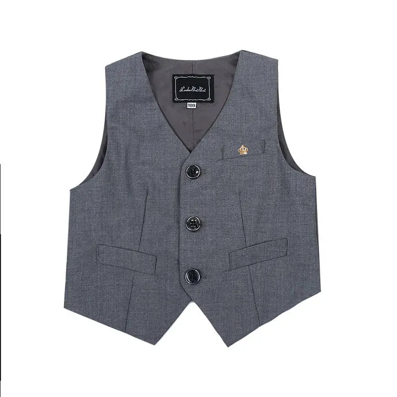 Vest For Boy Gentleman Kids Violin Dance Show Waistcoat Child Performence Tuxedo Vest Children 1Year Birthday Party Wedding Wear