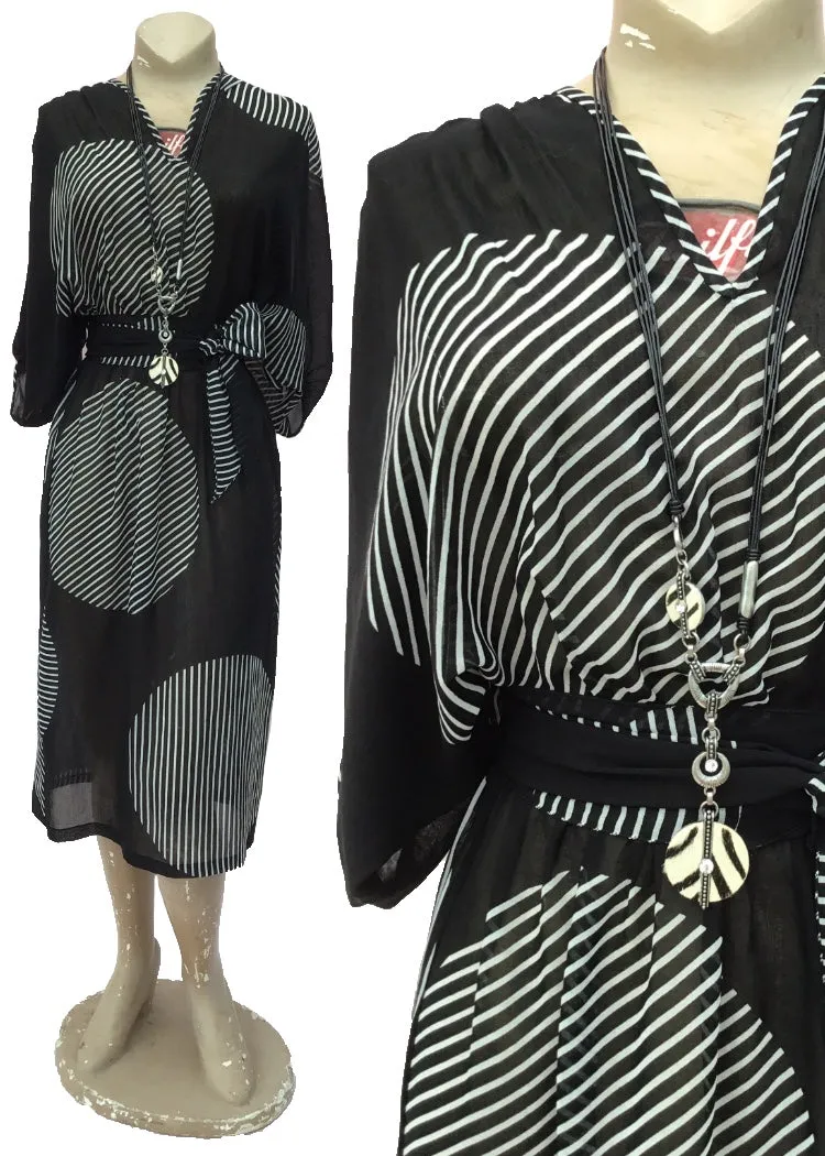 Vintage Sheer Black & White Frank Usher Day Dress