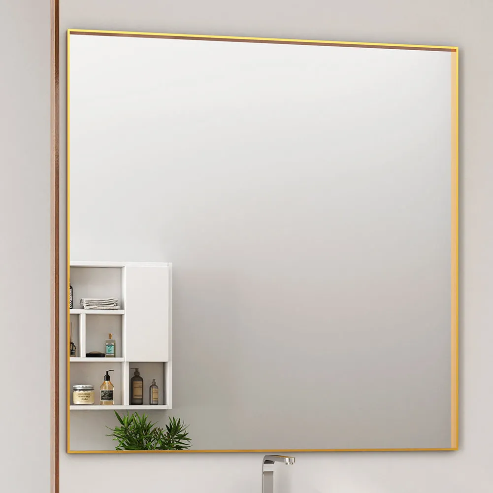 Waterpar®  36 in. W x 36 in. H Rectangular Aluminum Framed Wall Bathroom Vanity Mirror