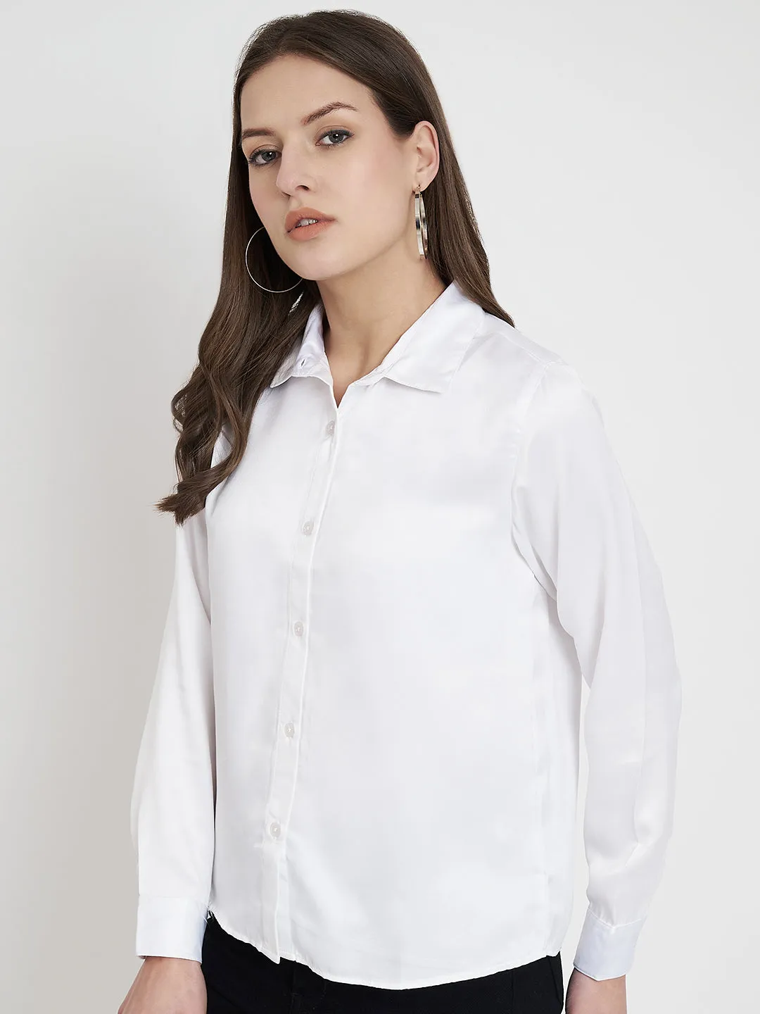 Women Classic Slim Fit White Casual Shirt