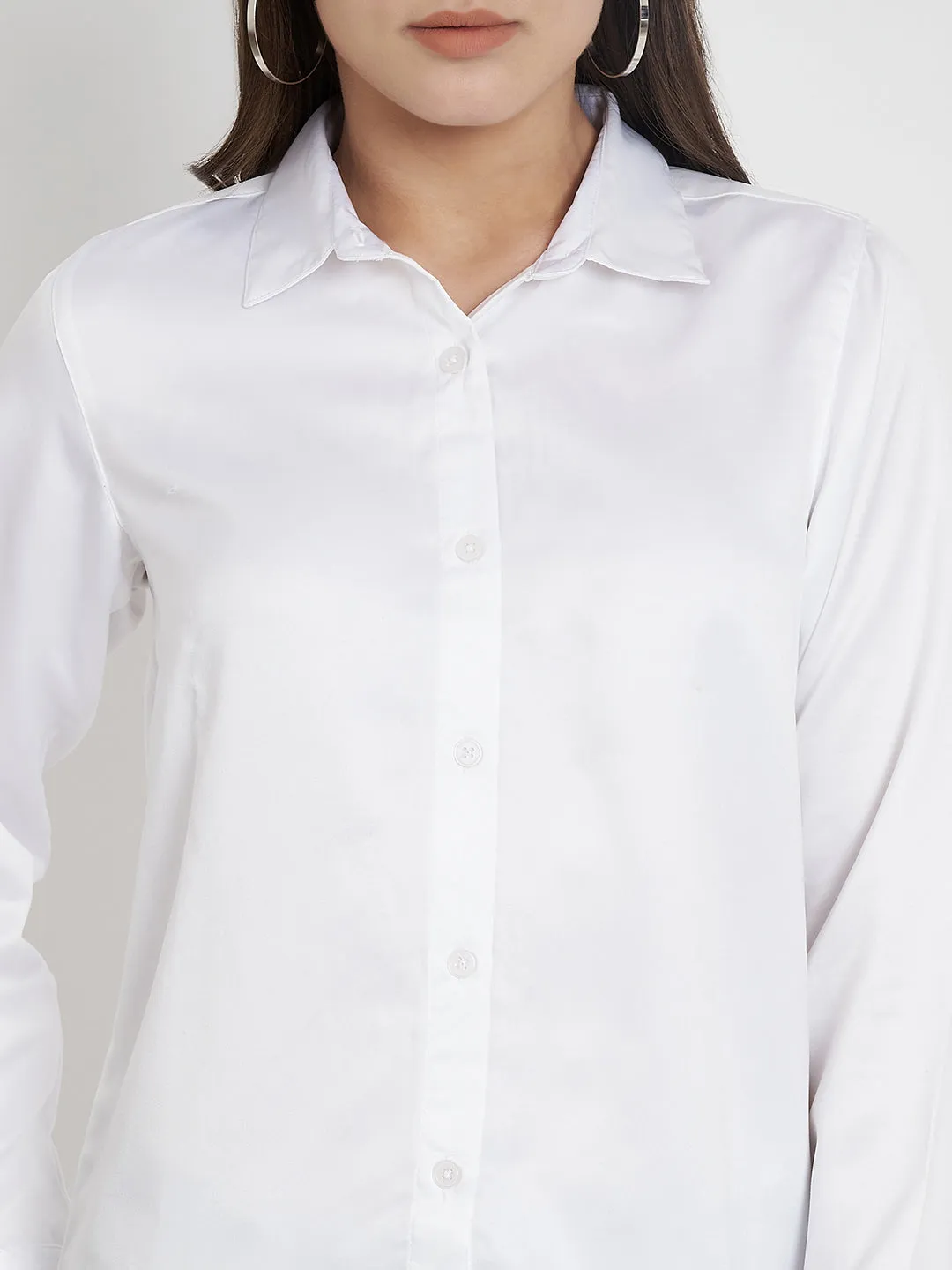 Women Classic Slim Fit White Casual Shirt