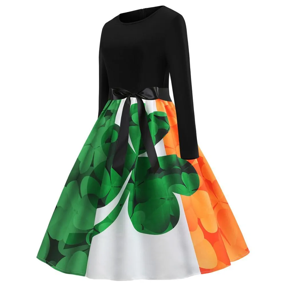 Women St Patrick's Day Casual Aline Evening Party Prom Swing Bodycon Dress