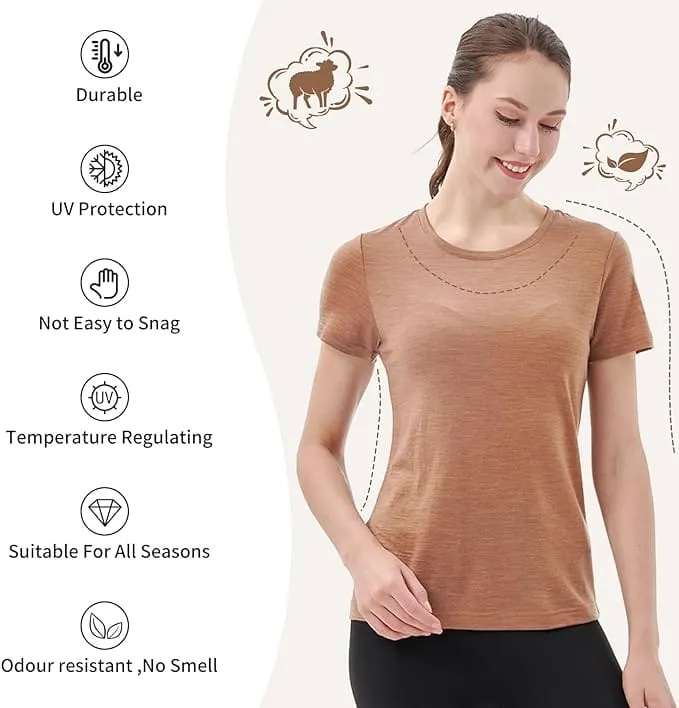 Women's Merino 170g Classic Short Sleeve T-Shirt Caramel