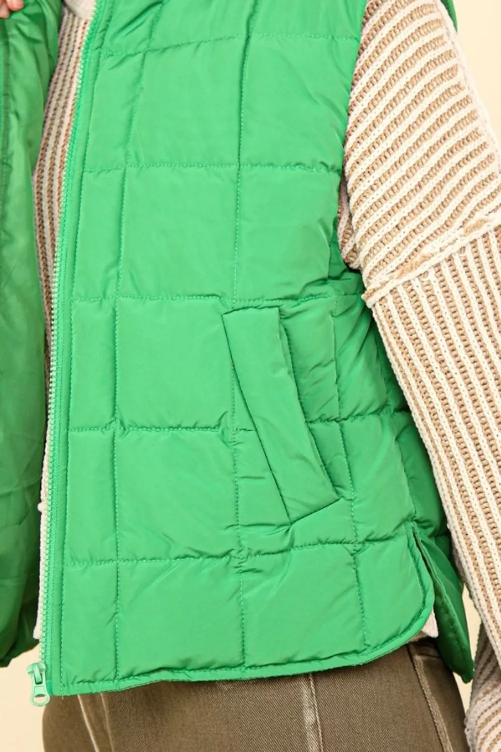 Women's Quilted Puffer Vest - Kelly Green