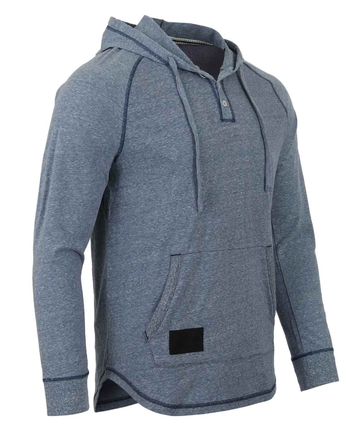 ZIMEGO Men's Long Sleeve Henley Raglan Hoodie with Kangaroo Pocket